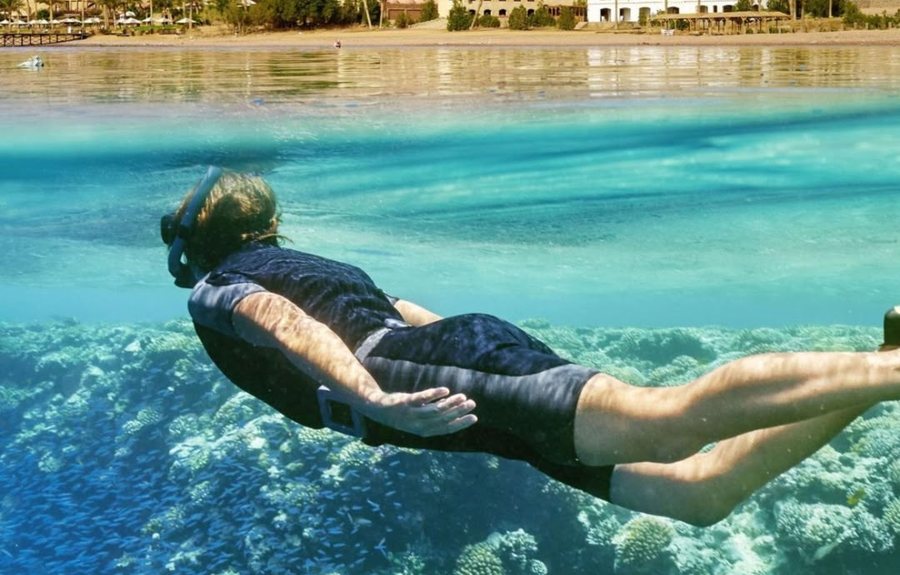 Snorkeling over the reef in Dahab on a Solo weekend trip